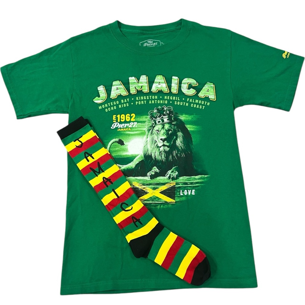 Green Jamaica Graphic T-Shirt with Matching Socks